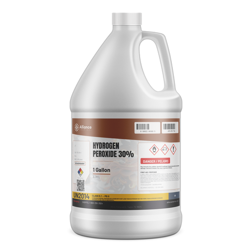 Hydrogen Peroxide 30% ACS Reagent Grade in a 1-gallon plastic jug, Alliance Chemical