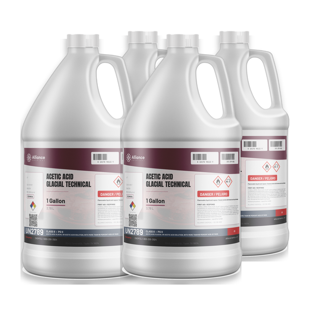 Acetic Acid Glacial Technical Grade case of four 1-gallon jugs from Alliance Chemical