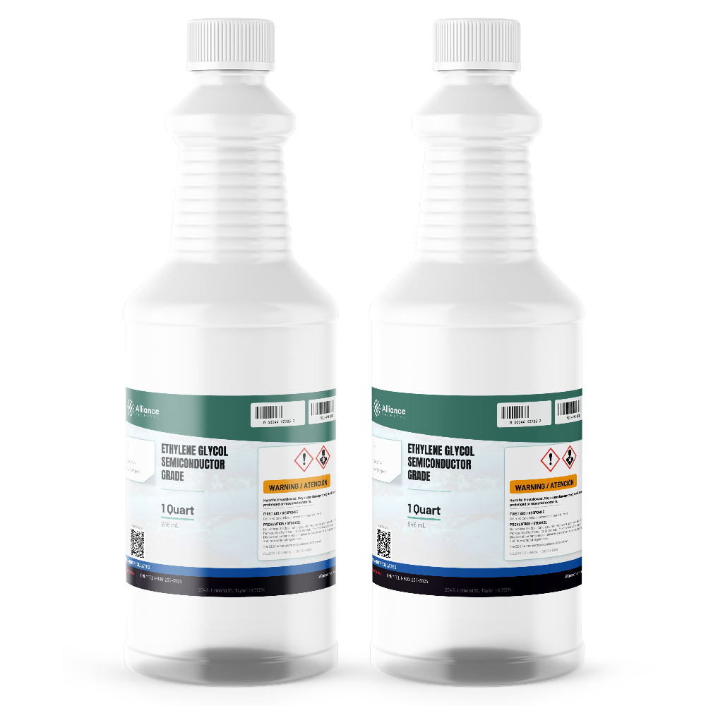 Ethylene Glycol Semiconductor Grade in two 1-quart plastic bottles from Alliance Chemical