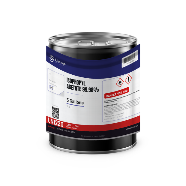 Isopropyl Acetate 99.98% Technical Grade in a 5-gallon metal pail, Alliance Chemical