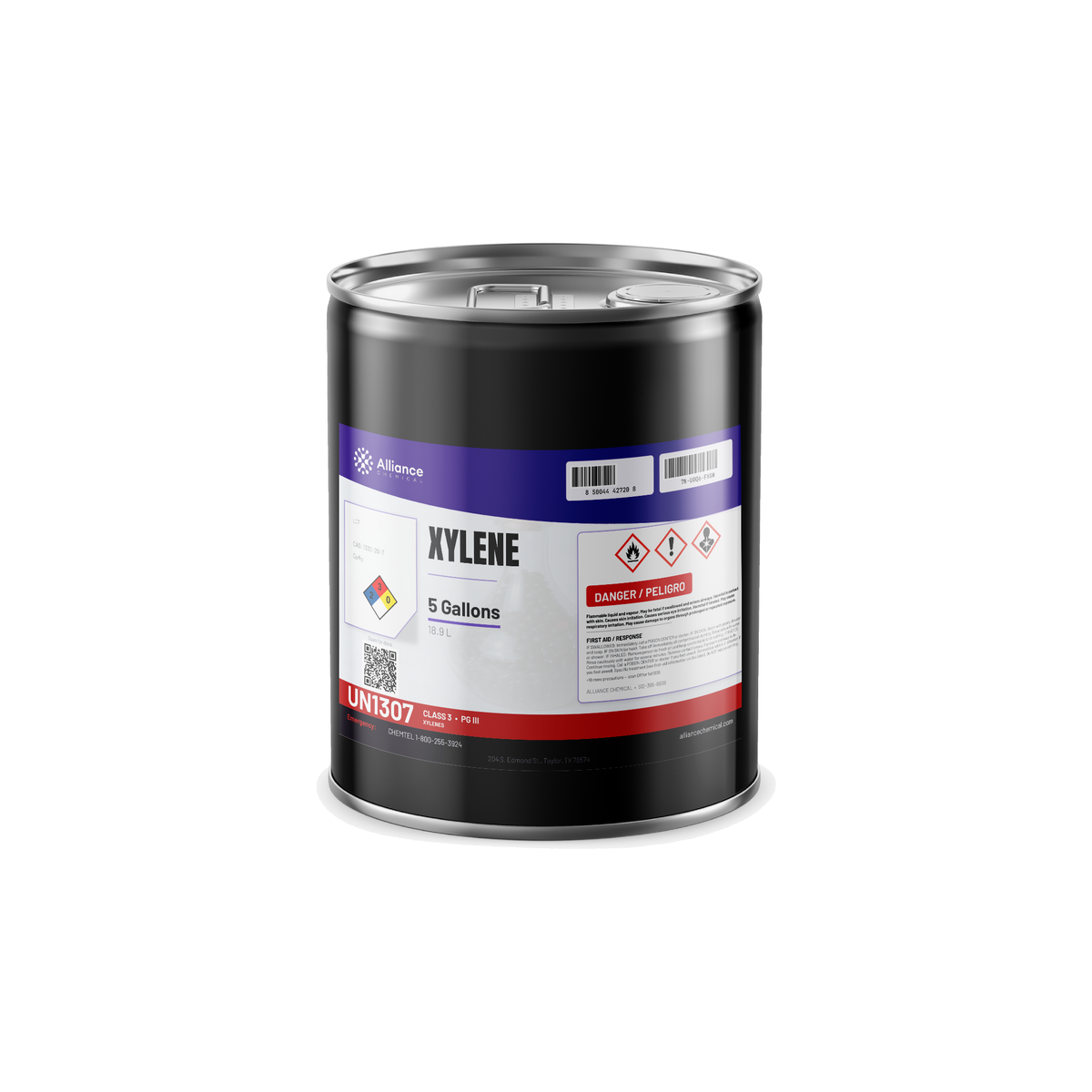 Xylene technical grade 5-gallon metal pail, Alliance Chemical for industrial paint thinning and heavy degreasing