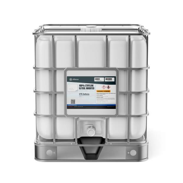 100% inhibited ethylene glycol in a 275-gallon IBC tote from Alliance Chemical for HVAC chillers and cooling systems
