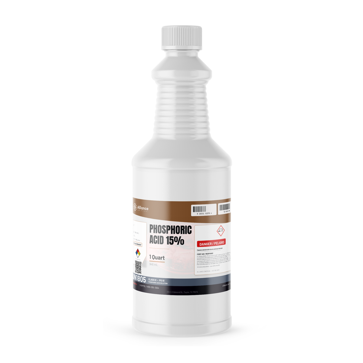 Phosphoric Acid 15% ACS Reagent Grade 1-quart ribbed plastic bottle, Alliance Chemical