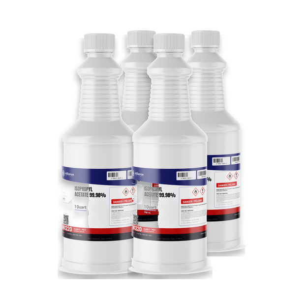 Isopropyl Acetate 99.98% Technical Grade, four 1-quart bottles, Alliance Chemical