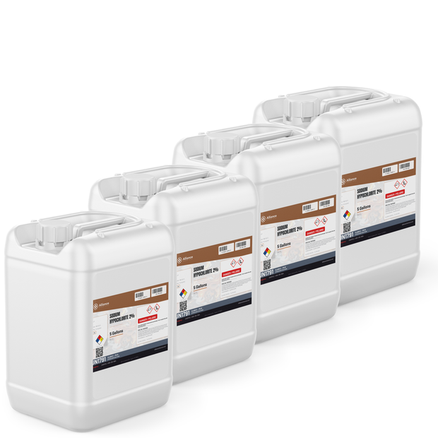 Sodium Hypochlorite 2% Technical Grade liquid in four 5-gallon pails from Alliance Chemical
