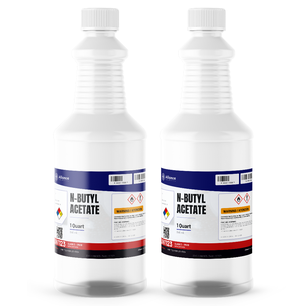 N-Butyl Acetate Technical Grade in two 1-quart plastic bottles from Alliance Chemical