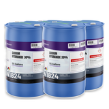 Sodium Hydroxide 30% ACS Reagent Grade in four blue 55-gallon drums by Alliance Chemical