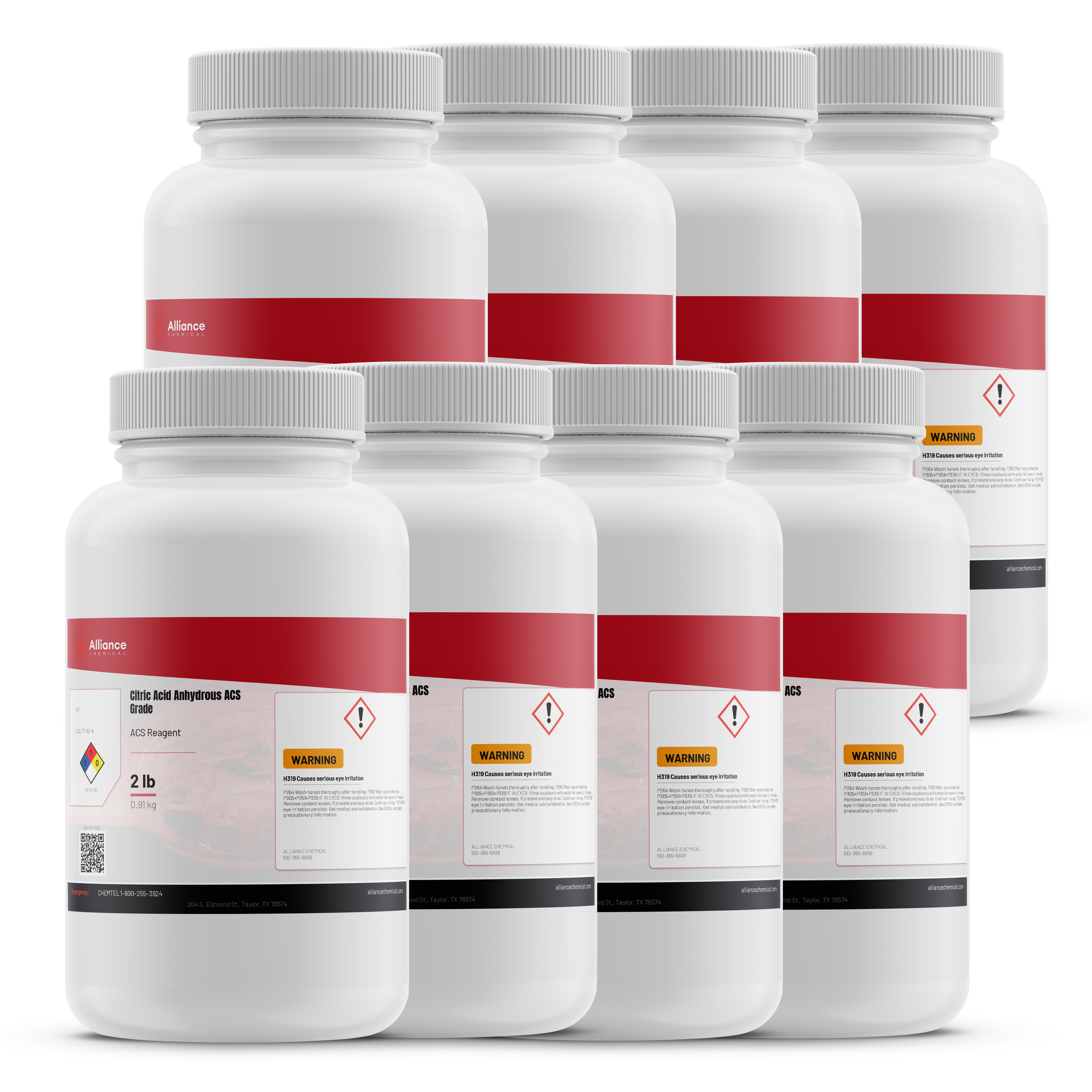 Citric Acid Anhydrous - ACS Reagent Grade - 2 lbs. / 8 Pack (16 lbs.)