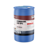 Hydrochloric acid 15% ACS grade in a 55-gallon blue plastic drum, Alliance Chemical