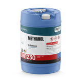 Methanol Technical Grade in a 15-gallon blue plastic carboy with white cap, Alliance Chemical