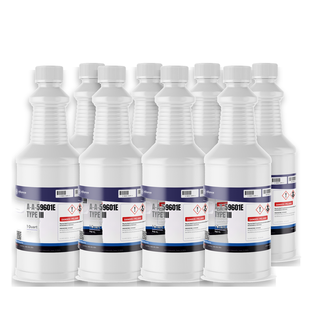 A-A-59601E Type III Technical Grade 8 1-quart white plastic bottles Alliance Chemical for parts cleaning