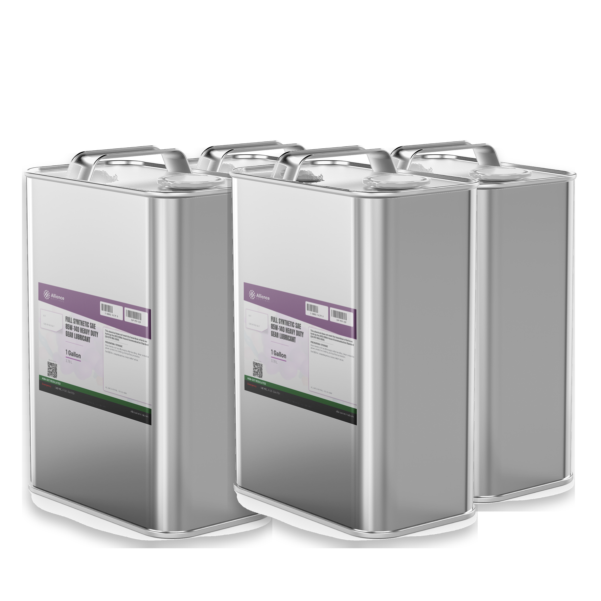 Full Synthetic SAE 85W-140 Heavy Duty Gear Lubricant in four 1-gallon metal cans, Alliance Chemical