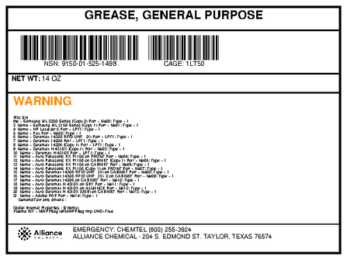 General purpose utility grease 14-oz container product label for Alliance Chemical