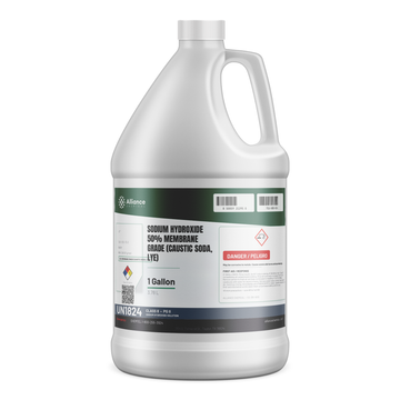 Sodium Hydroxide 50% Membrane Grade solution in a 1-gallon jug, Alliance Chemical