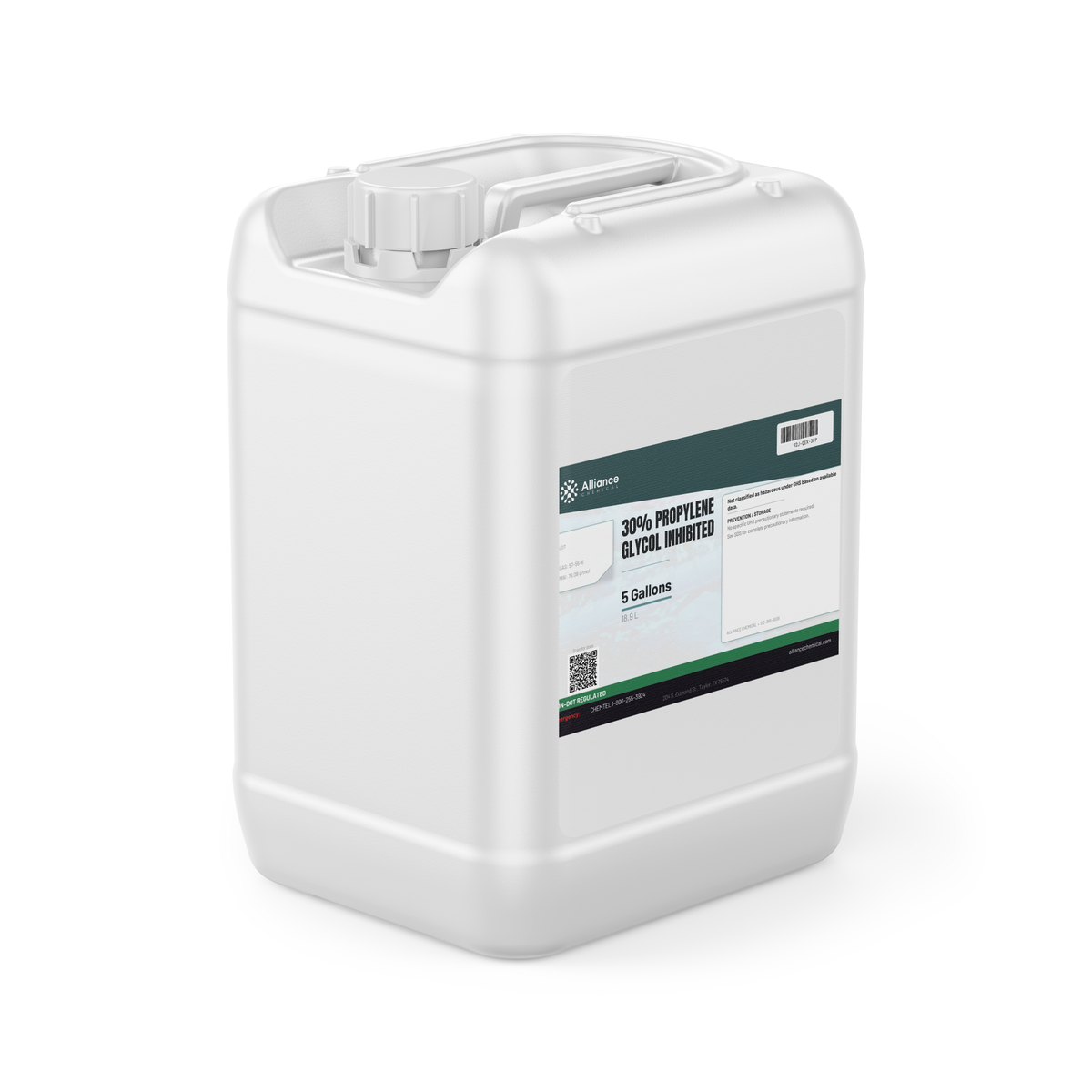 30% Propylene Glycol Inhibited 5-gallon jerry can, Alliance Chemical for closed-loop HVAC and hydronic heating