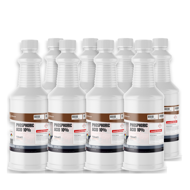 Phosphoric Acid 10% Food Grade in eight 1-quart plastic bottles from Alliance Chemical