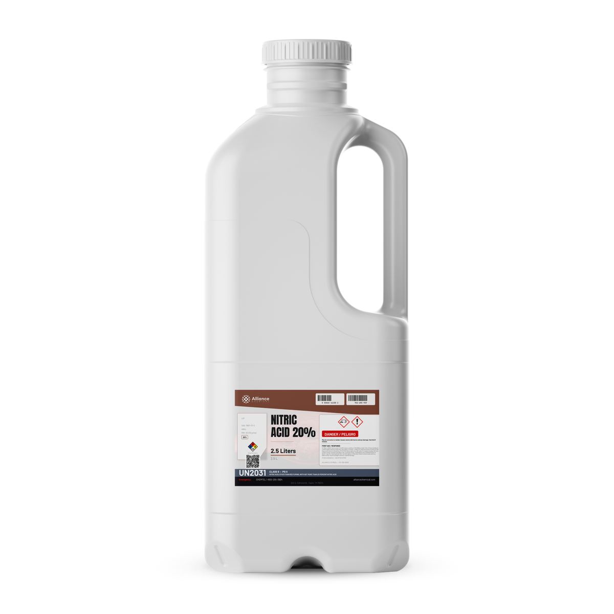 Nitric Acid 20% Technical Grade 2.5-liter jug for stainless steel passivation, Alliance Chemical