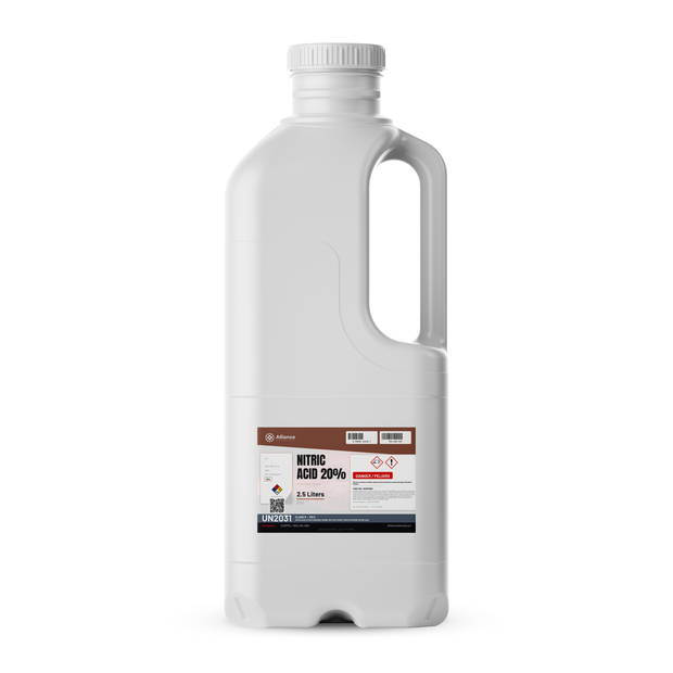 Nitric Acid 20% Technical Grade 2.5-liter jug for stainless steel passivation, Alliance Chemical