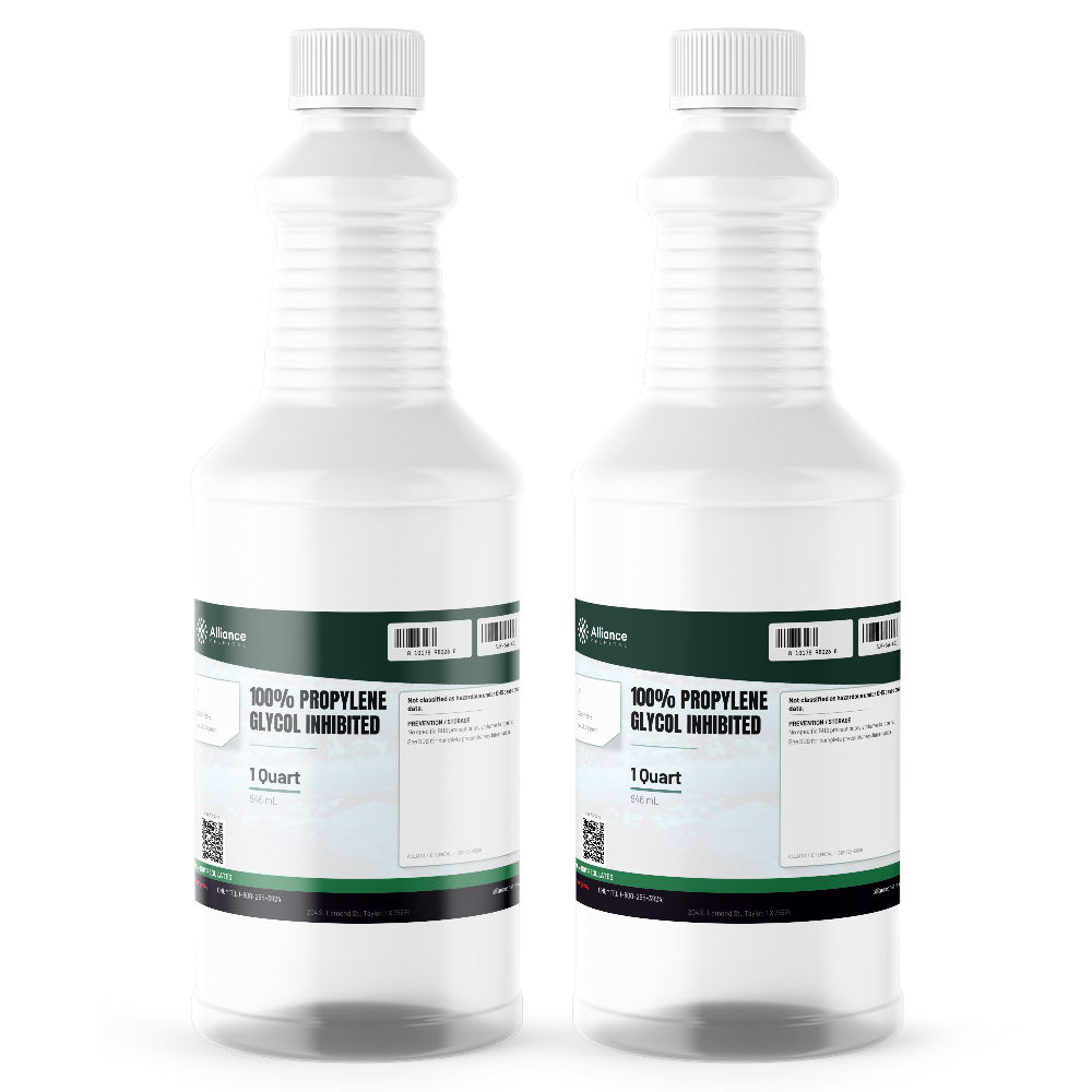 100% Inhibited Propylene Glycol in two 1-quart bottles for closed-loop heating and cooling systems, Alliance Chemical