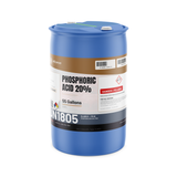 Phosphoric Acid 20% Food Grade in a blue 55-gallon drum for food and beverage processing, Alliance Chemical