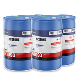 Acetone 99.5% ACS Reagent Grade in four blue 55-gallon drums from Alliance Chemical for precision laboratory cleaning
