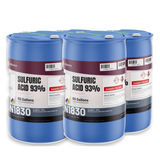 Sulfuric Acid 93% Technical Grade in four 55-gallon drums from Alliance Chemical for metal treatment and pickling