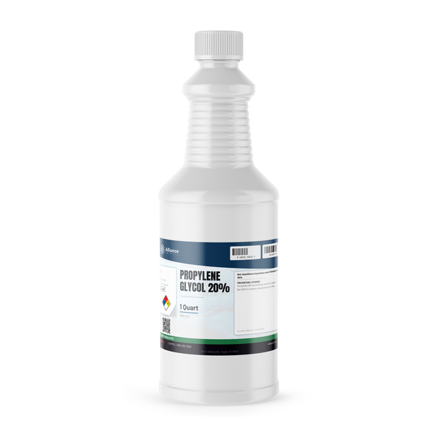 Propylene Glycol 20% USP Grade in a 1-quart white plastic bottle by Alliance Chemical