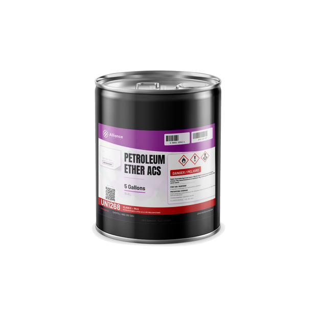 Petroleum Ether ACS Reagent Grade in a 5-gallon metal pail from Alliance Chemical