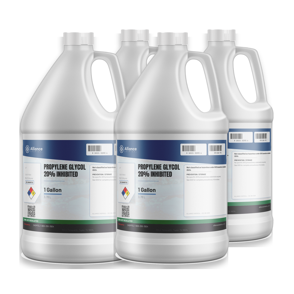 Propylene Glycol 20% Inhibited in a 4-gallon case of four 1-gallon jugs, Alliance Chemical