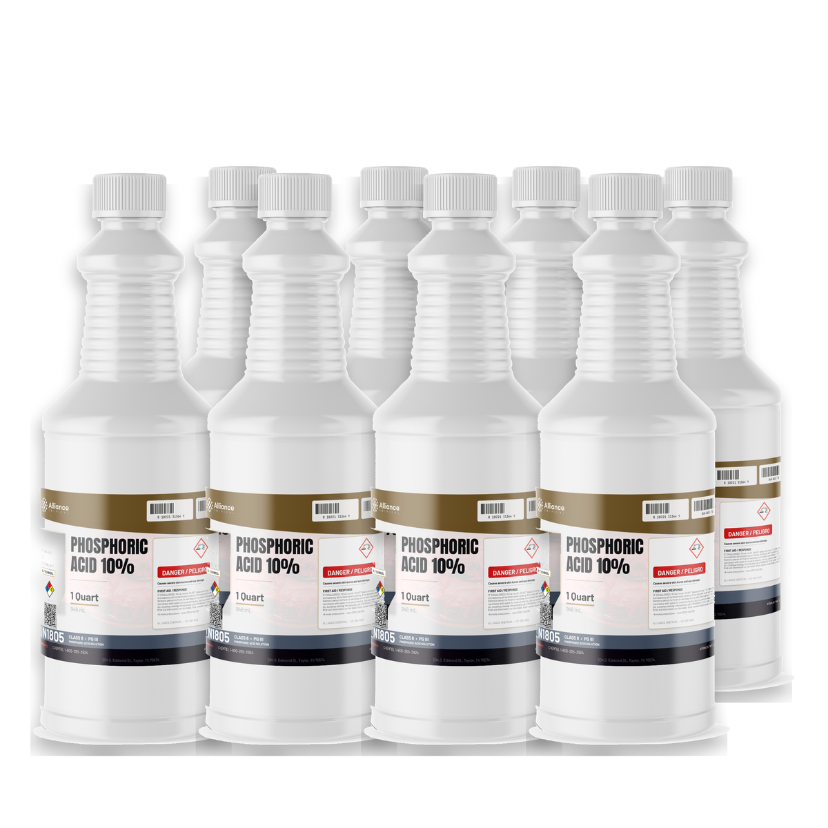 Phosphoric Acid 10% Technical Grade in a case of eight 1-quart plastic bottles, Alliance Chemical