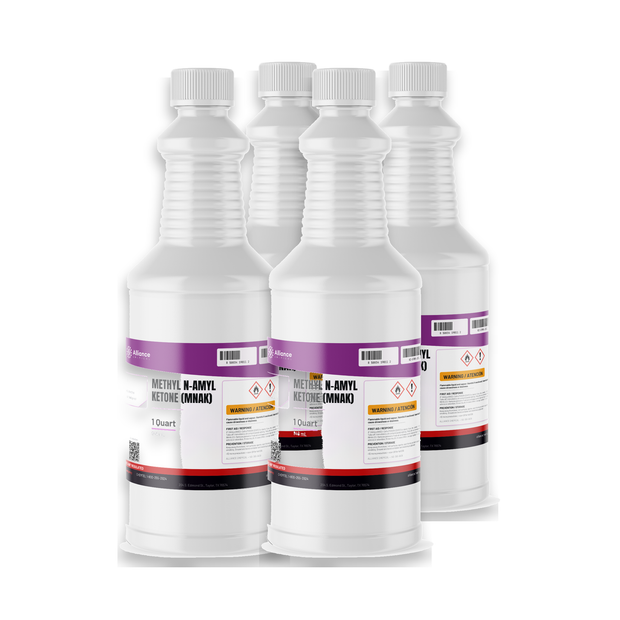 Methyl n-Amyl Ketone technical grade in four 1-quart plastic bottles for industrial coatings, Alliance Chemical