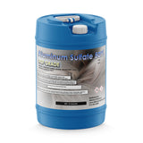 One 15-gallon HDPE jug of Alliance Chemical Aluminum Sulfate 50% with a white cap and handle.