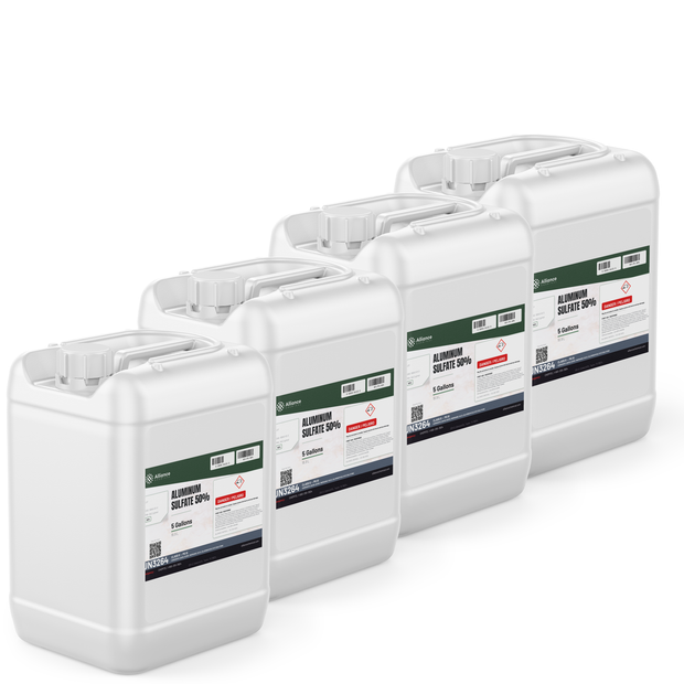 Aluminum Sulfate 50% Technical Grade four 5-gallon jerry cans for municipal water purification Alliance Chemical