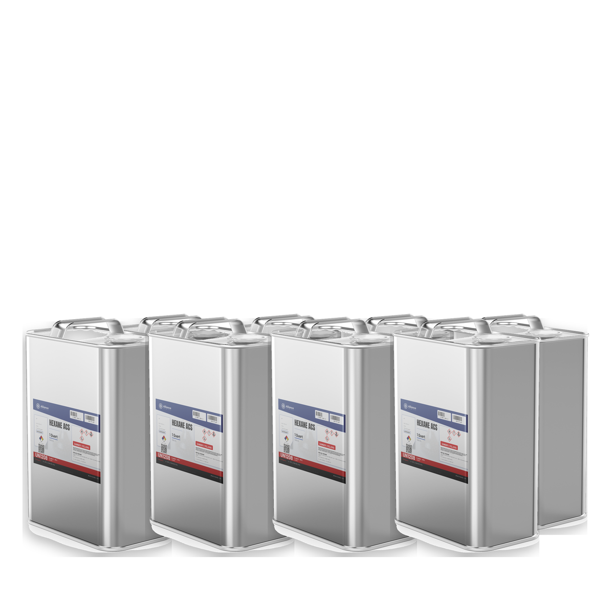 Hexane ACS Reagent Grade eight 1-quart metal cans Alliance Chemical for solvent extraction and precision degreasing
