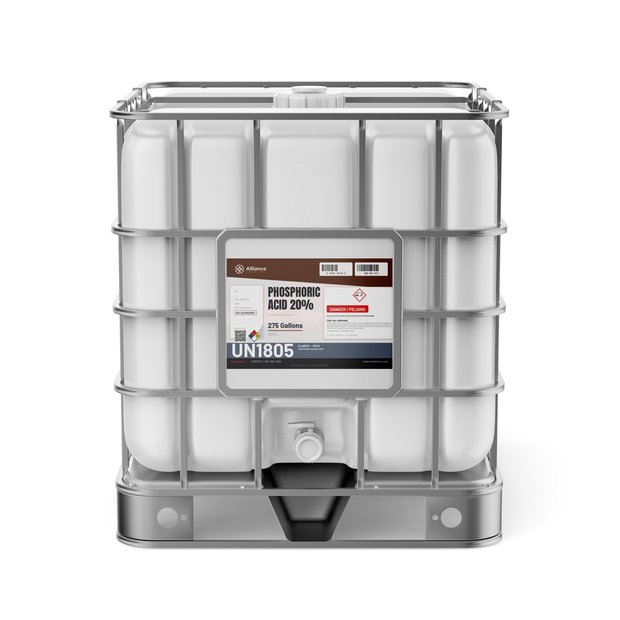 Phosphoric Acid 20% ACS Reagent Grade in a 275-gallon IBC tote from Alliance Chemical