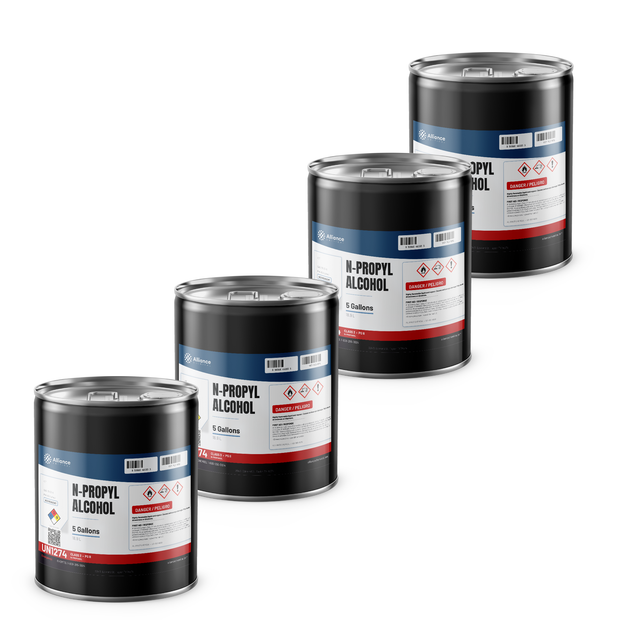 N-propyl alcohol ACS grade in four 5-gallon metal pails from Alliance Chemical for coatings and reagent preparation