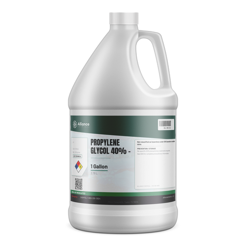 Propylene Glycol 40% Technical Grade in a 1-gallon plastic jug, Alliance Chemical for heat-transfer systems and chillers