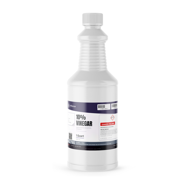 10% vinegar technical grade in a 1-quart plastic bottle, Alliance Chemical for concrete etching and surface prep