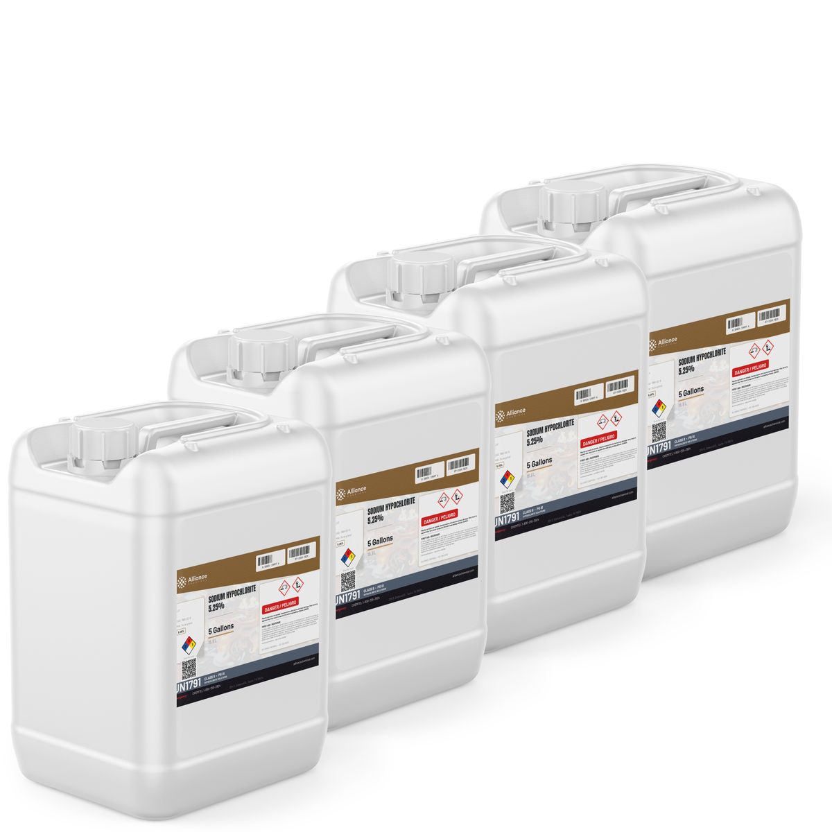 Sodium Hypochlorite 5.25% Water Treatment Grade in four 5-gallon pails from Alliance Chemical