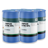 Propylene Glycol 40% USP Grade packaged in four blue 55-gallon drums from Alliance Chemical
