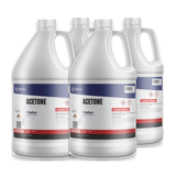 Acetone 99.5% ACS Reagent Grade in four 1-gallon plastic jugs, Alliance Chemical for precision laboratory cleaning