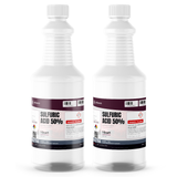 Sulfuric Acid 50% Electrolyte Grade in two 1-quart plastic bottles for battery electrolyte, Alliance Chemical