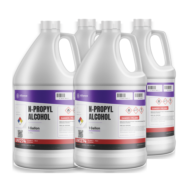 N-Propyl Alcohol 98.8% Technical Grade case of four 1-gallon plastic jugs, Alliance Chemical