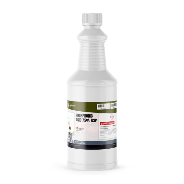 Phosphoric Acid 75% USP Food Grade 1-quart bottle, Alliance Chemical for rust removal and pH adjustment