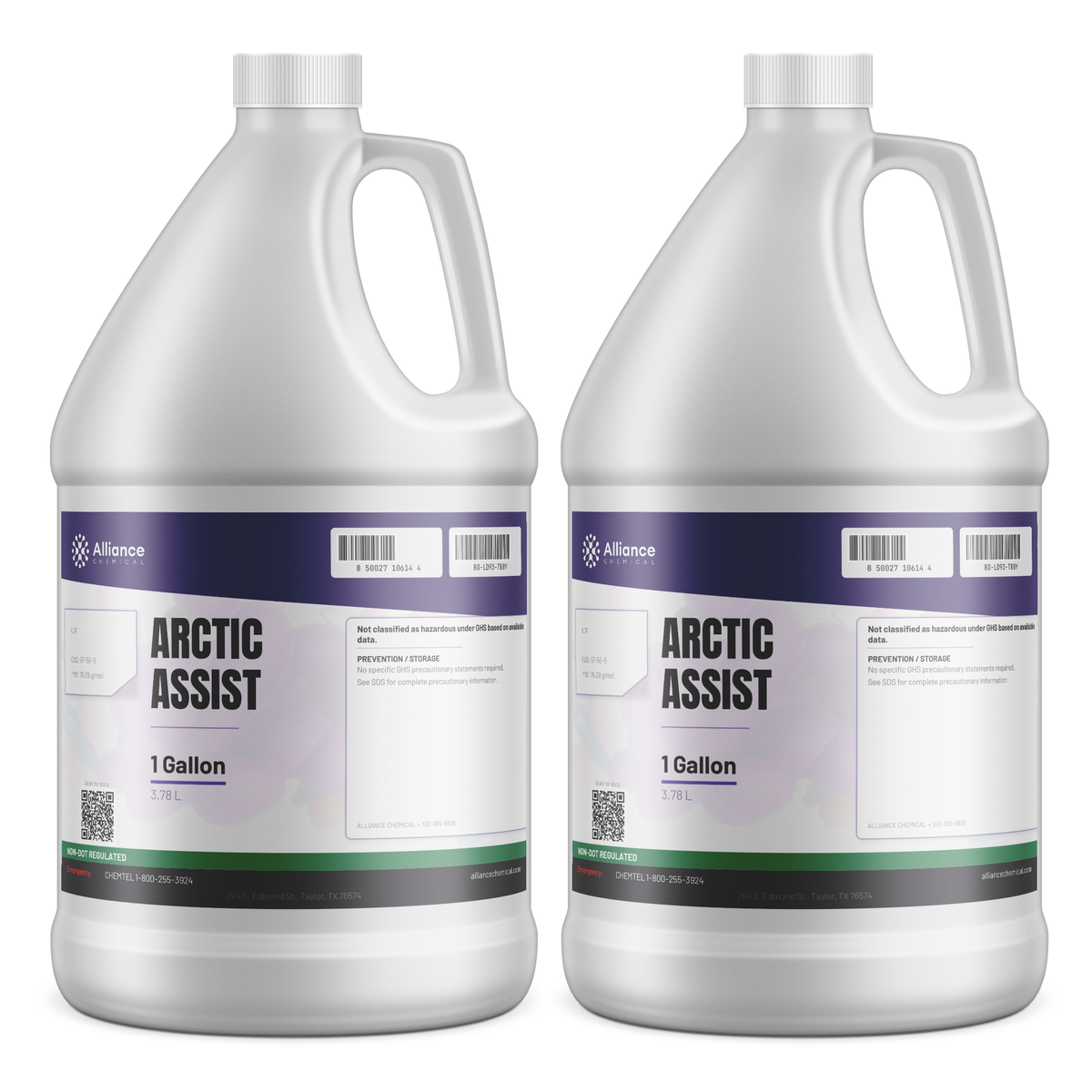 Arctic Assist 100% Technical Grade in two 1-gallon plastic jugs for HVAC and chiller systems, Alliance Chemical