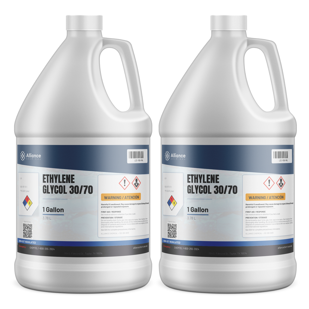 Ethylene Glycol 30/70 technical grade in two 1-gallon plastic jugs, Alliance Chemical
