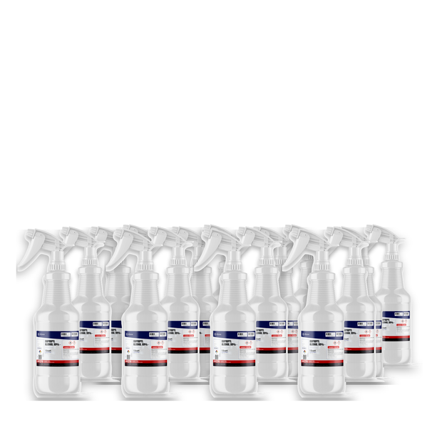 Isopropyl Alcohol 99% Technical Grade in sixteen 1-quart spray bottles for electronics cleaning, Alliance Chemical