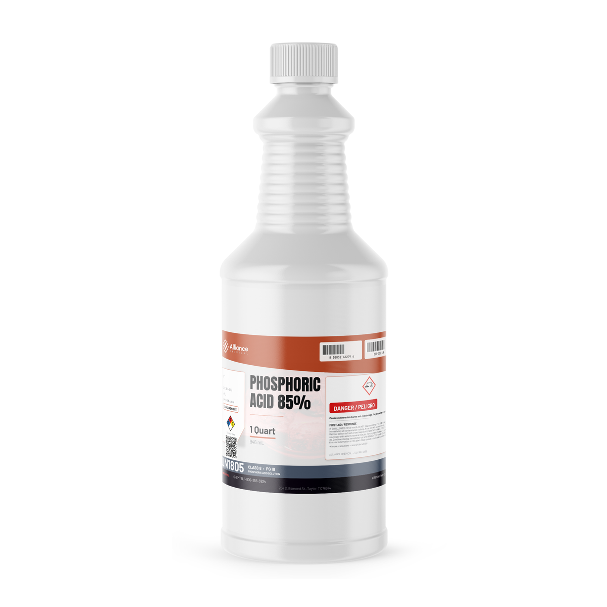 Phosphoric Acid 85% ACS Grade in a 1-quart bottle from Alliance Chemical for rust conversion and metal surface treatment