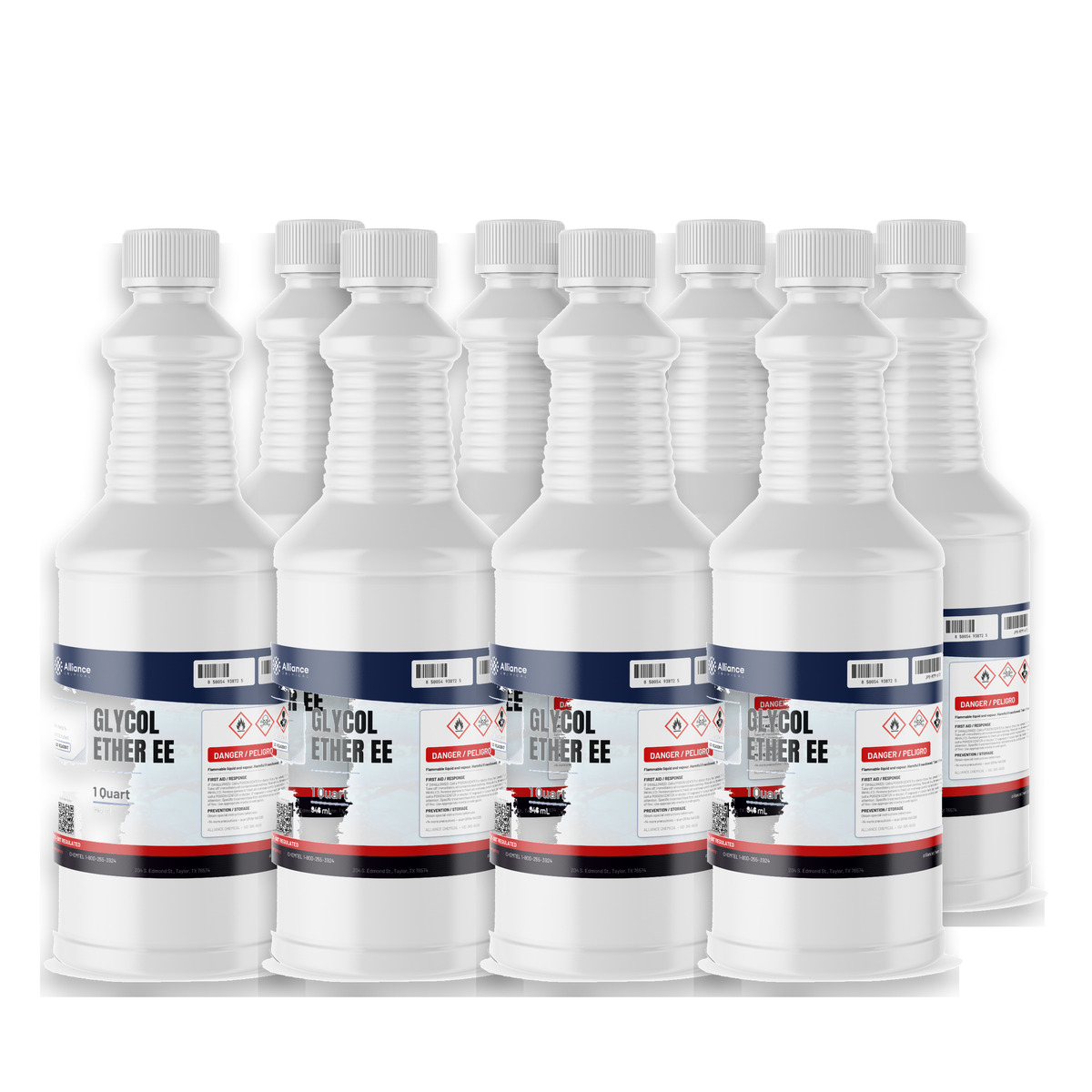 Glycol Ether EE ACS Reagent Grade in eight 1-quart plastic bottles for coatings, Alliance Chemical