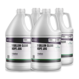Clear HDPE jug, four 1-gallon translucent plastic jugs with caps from Alliance Chemical